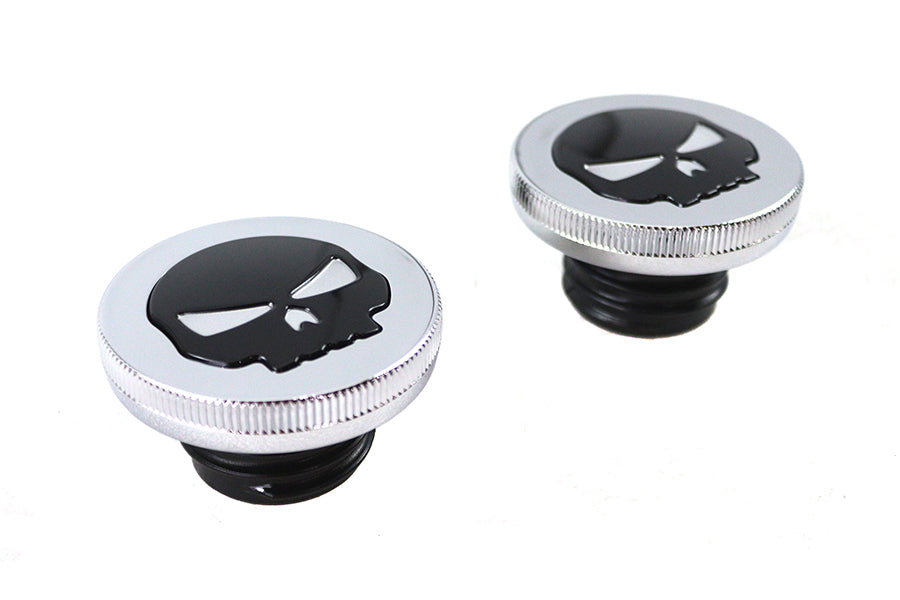 Chrome Skull Style Vented and Non-Vented Gas Cap Set