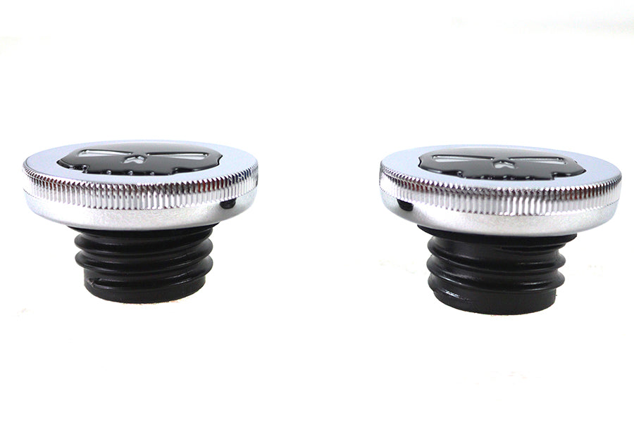 Chrome Skull Style Vented and Non-Vented Gas Cap Set