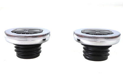 Chrome Skull Style Vented and Non-Vented Gas Cap Set