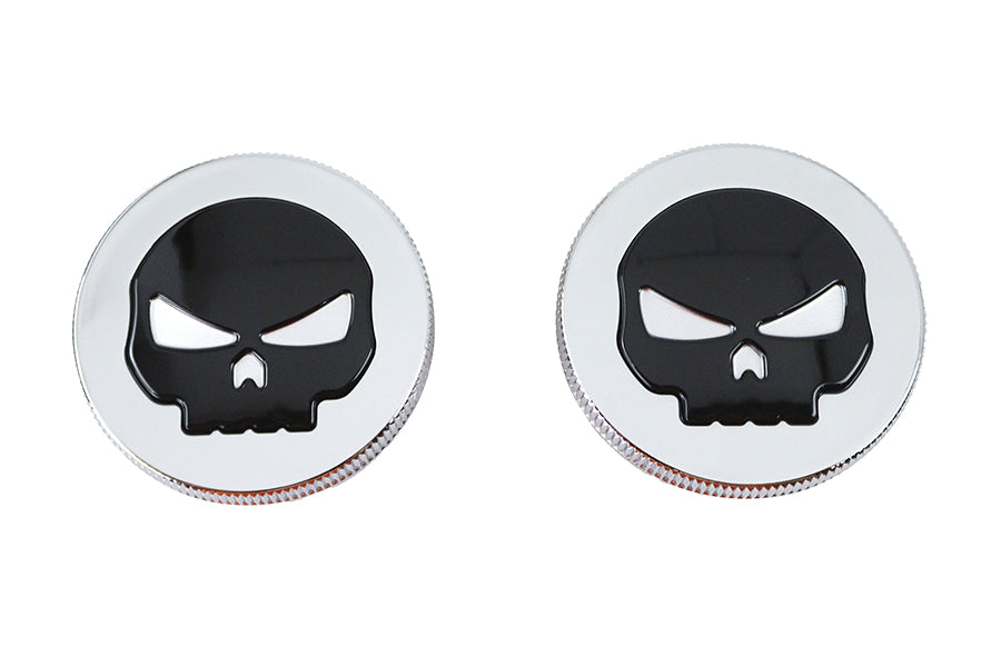 Chrome Skull Style Vented and Non-Vented Gas Cap Set