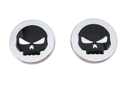 Chrome Skull Style Vented and Non-Vented Gas Cap Set