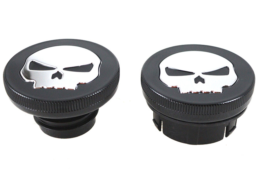 Black Skull Style Vented and Non-Vented Gas Cap Set