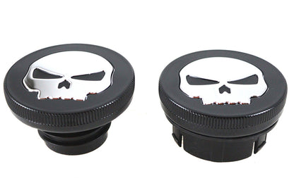 Black Skull Style Vented and Non-Vented Gas Cap Set