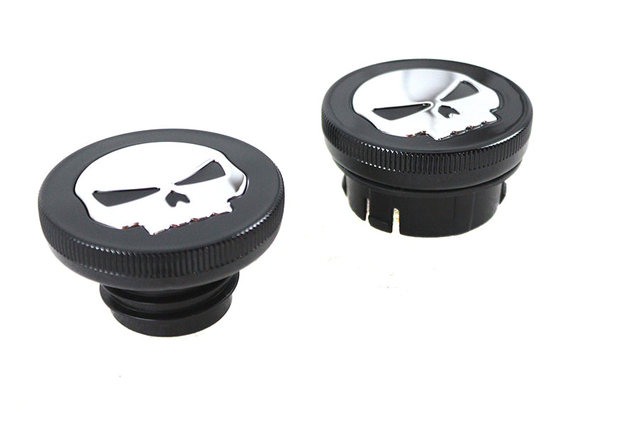 Black Skull Style Vented and Non-Vented Gas Cap Set
