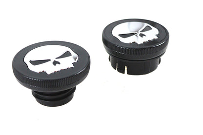 Black Skull Style Vented and Non-Vented Gas Cap Set