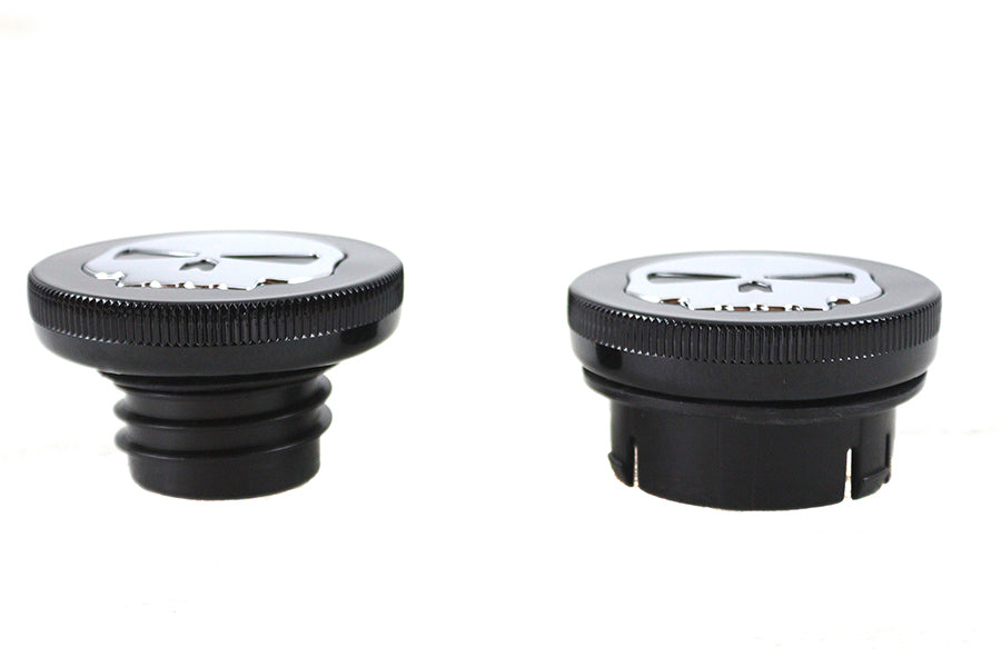 Black Skull Style Vented and Non-Vented Gas Cap Set