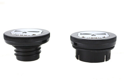 Black Skull Style Vented and Non-Vented Gas Cap Set