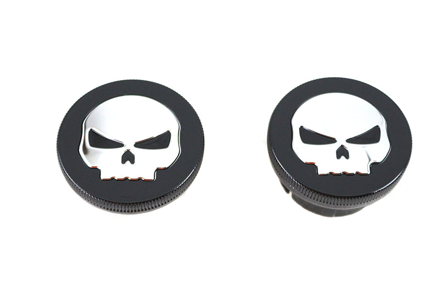 Black Skull Style Vented and Non-Vented Gas Cap Set