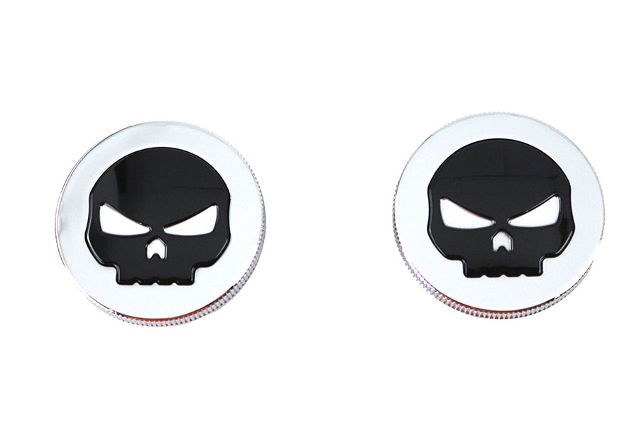 Chrome Skull Style Vented and Dummy Gas Cap Set