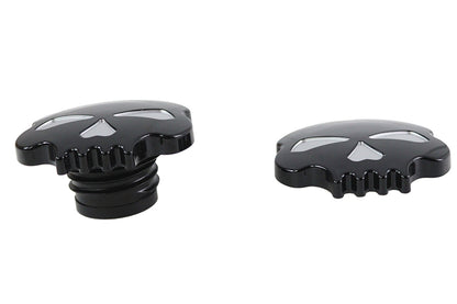 Skull Style Gas Cap Set Vented and Non-Vented Black