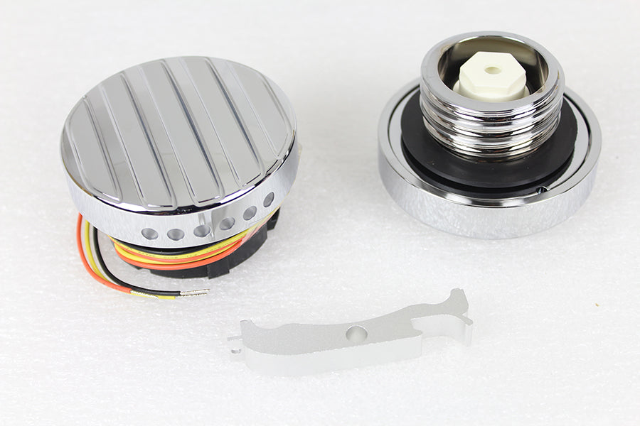 Chrome LED Ribbed Style Fuel Gauge and Filler Cap Set
