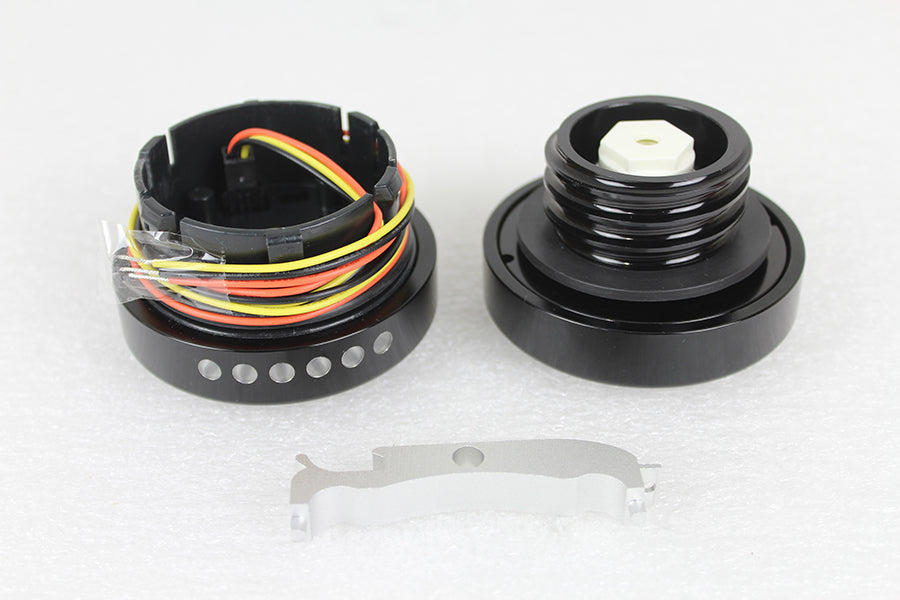 Black LED Cut Ribbed Style Fuel Gauge and Filler Cap Set