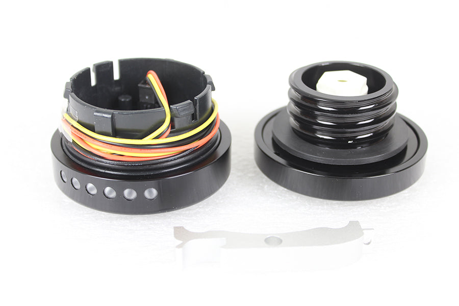 Black LED Smooth Style Fuel Gauge and Filler Cap Set