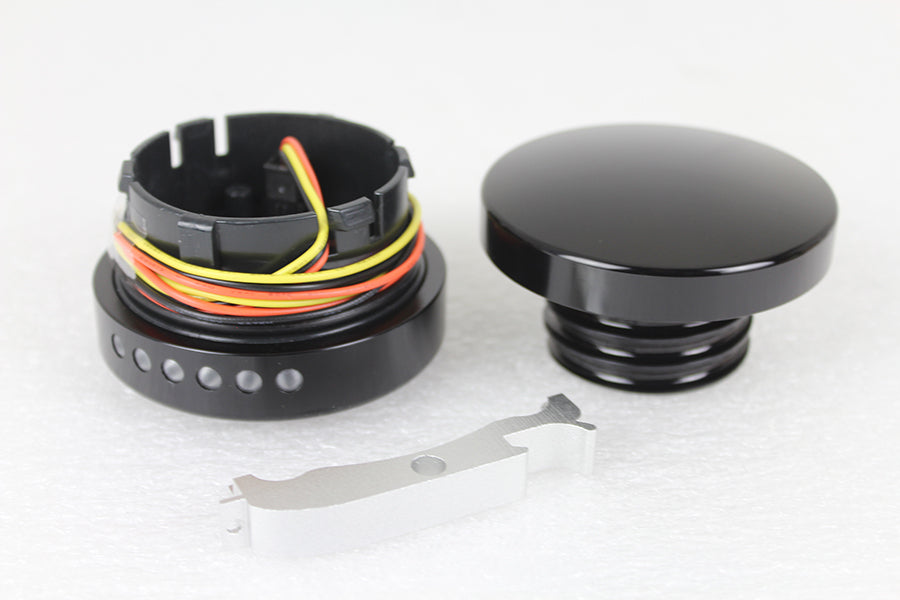 Black LED Smooth Style Fuel Gauge and Filler Cap Set