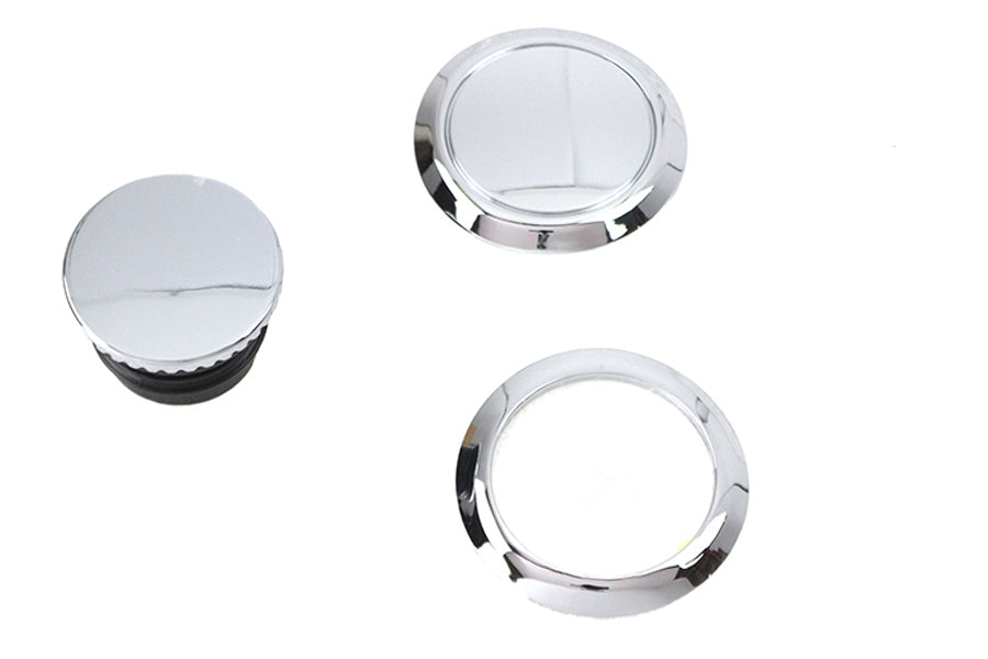 Flush Mount Gas Cap & Left Side Tank Cap Kit Chrome