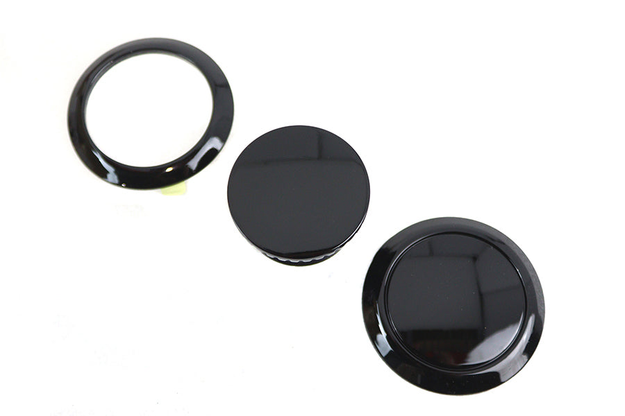 Flush Mount Gas Cap & Left Side Tank Cap Kit Black