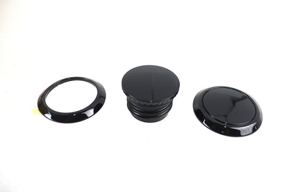 Flush Mount Gas Cap & Left Side Tank Cap Kit Black