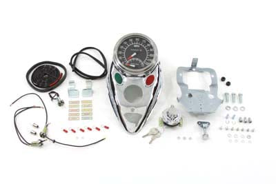 Chrome Cateye Dash Panel Kit with a Multi Ratio Speedometer