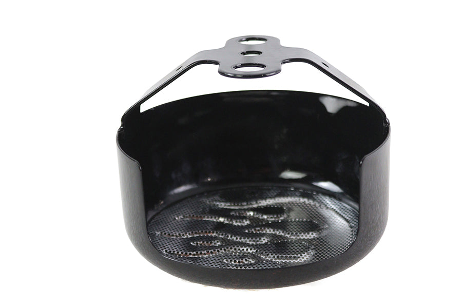 Round Horn Cover Black with Chrome Flame