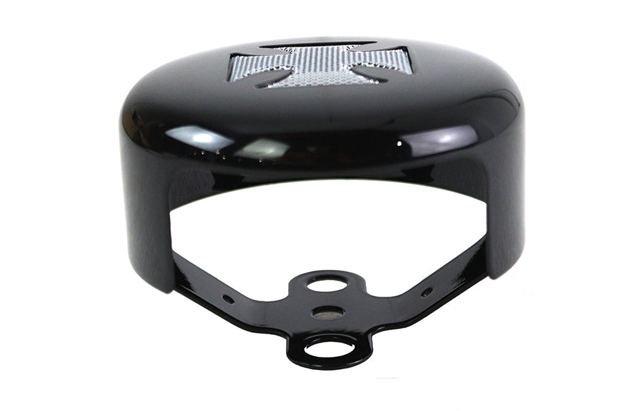 Round Horn Cover Black with Chrome Maltese