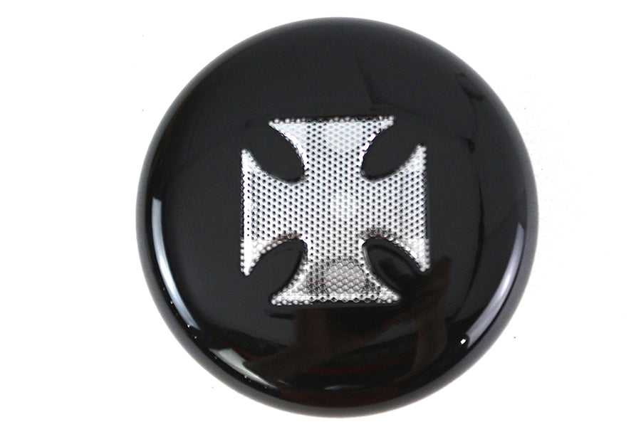 Round Horn Cover Black with Chrome Maltese