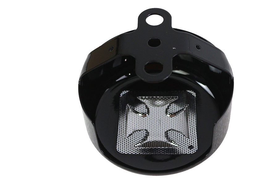Round Horn Cover Black with Chrome Maltese