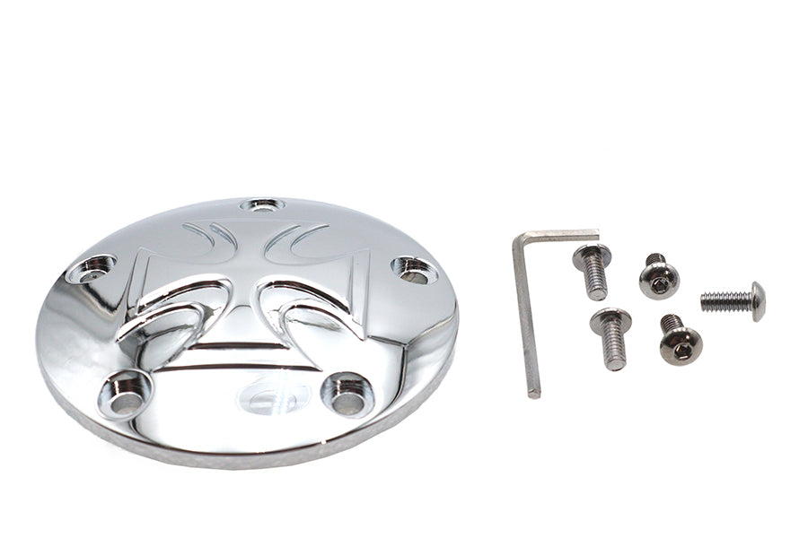 Red Baron Cross Ignition System Cover 5-Hole Chrome