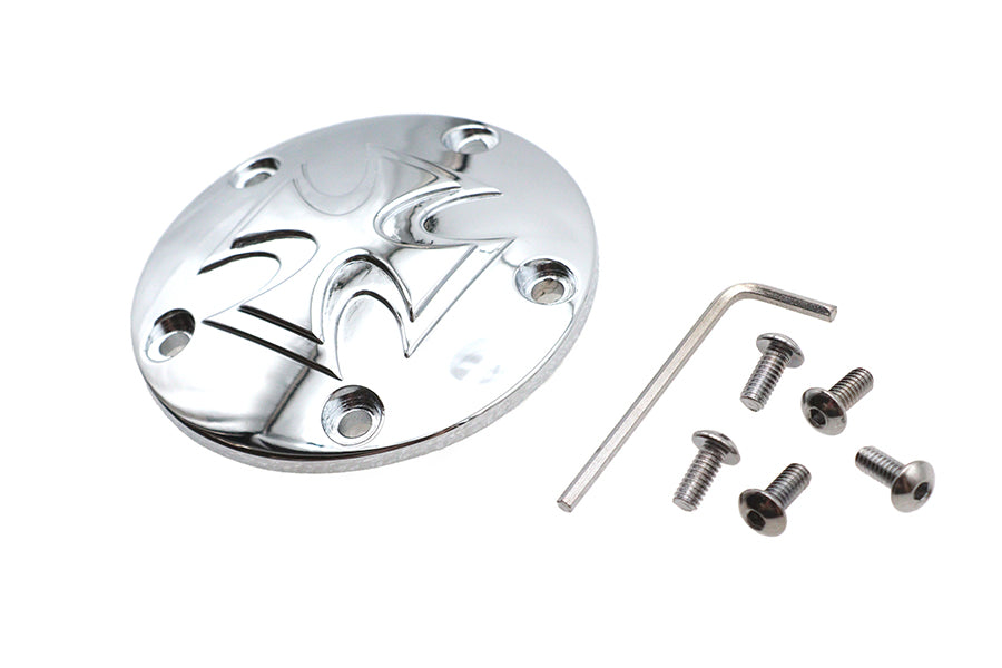 Red Baron Cross Ignition System Cover 5-Hole Chrome