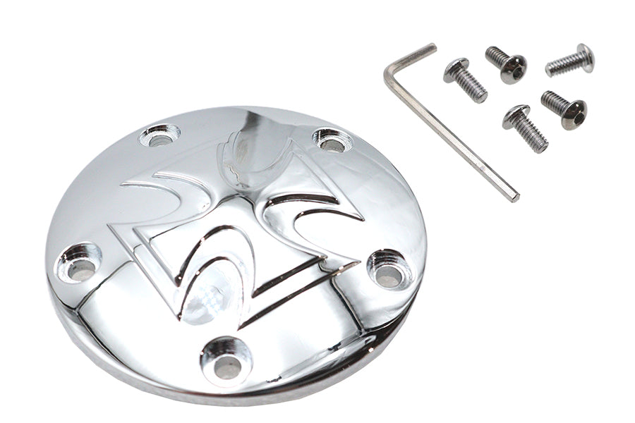 Red Baron Cross Ignition System Cover 5-Hole Chrome