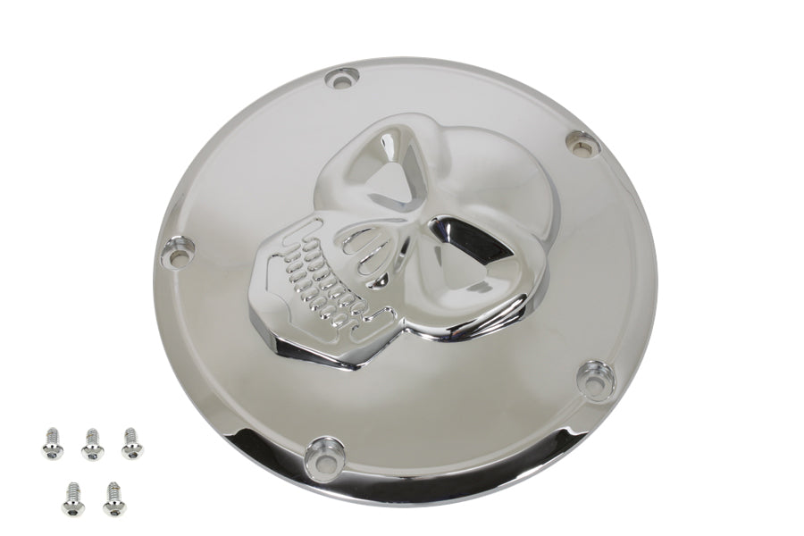 Raised Skull Derby Cover Chrome