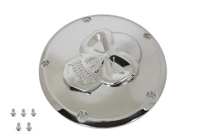 Raised Skull Derby Cover Chrome