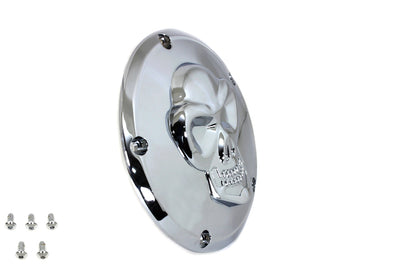 Raised Skull Derby Cover Chrome