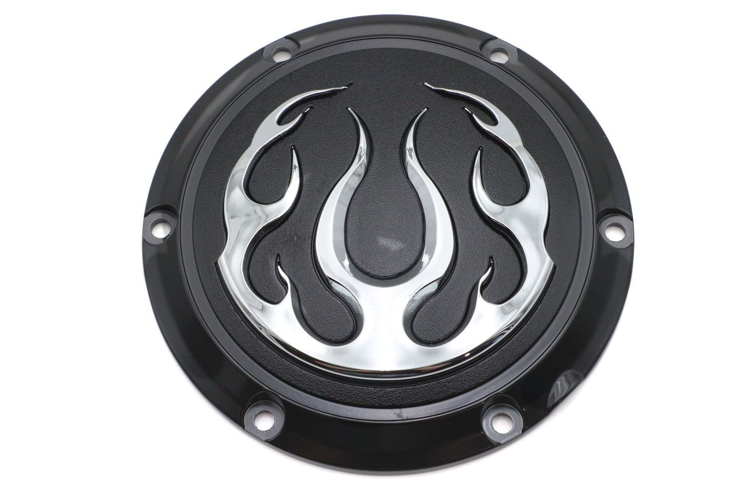 Black 6-Hole Flame Derby Cover
