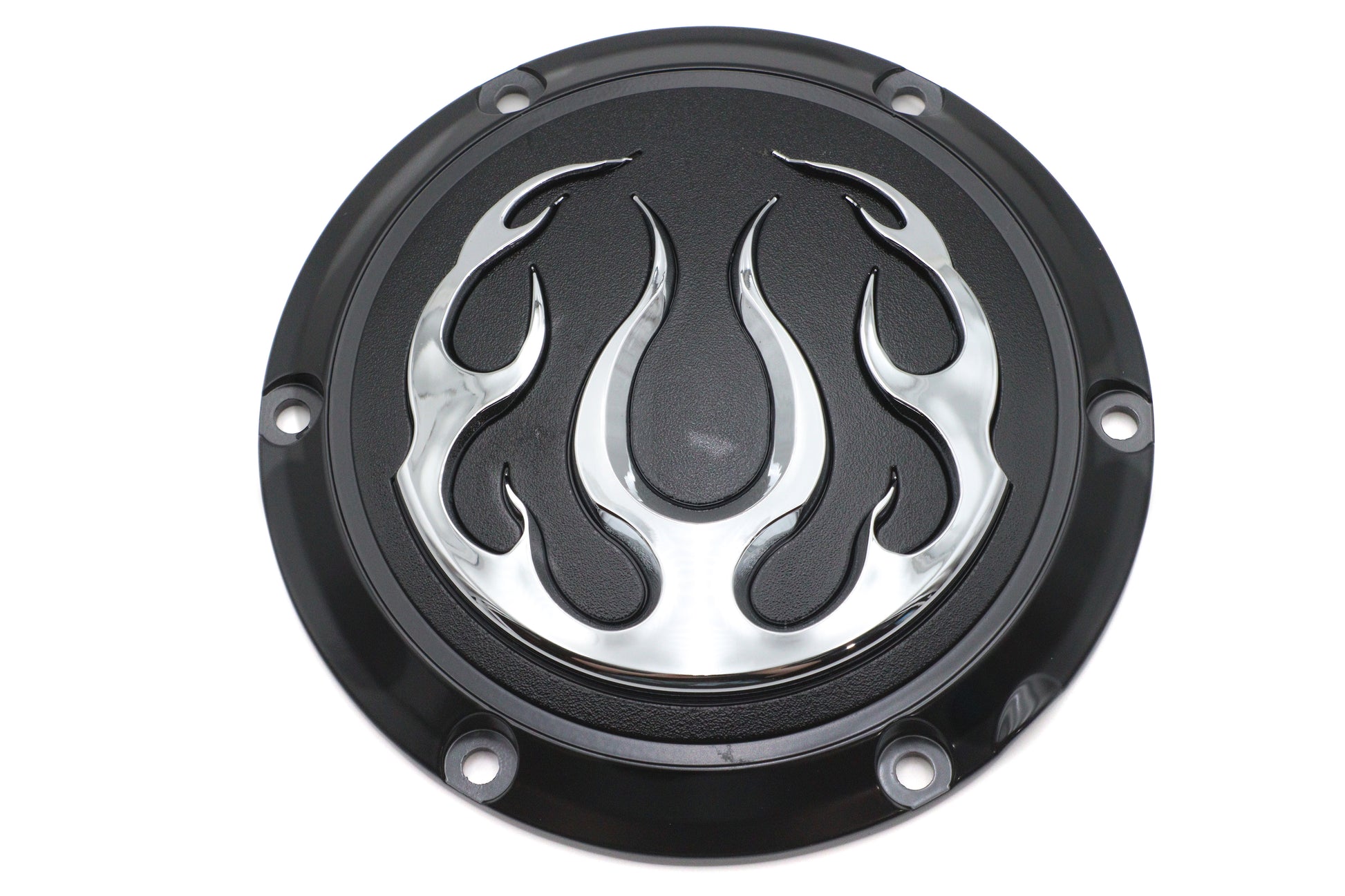 Black 6-Hole Flame Derby Cover