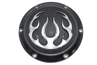 Black 6-Hole Flame Derby Cover