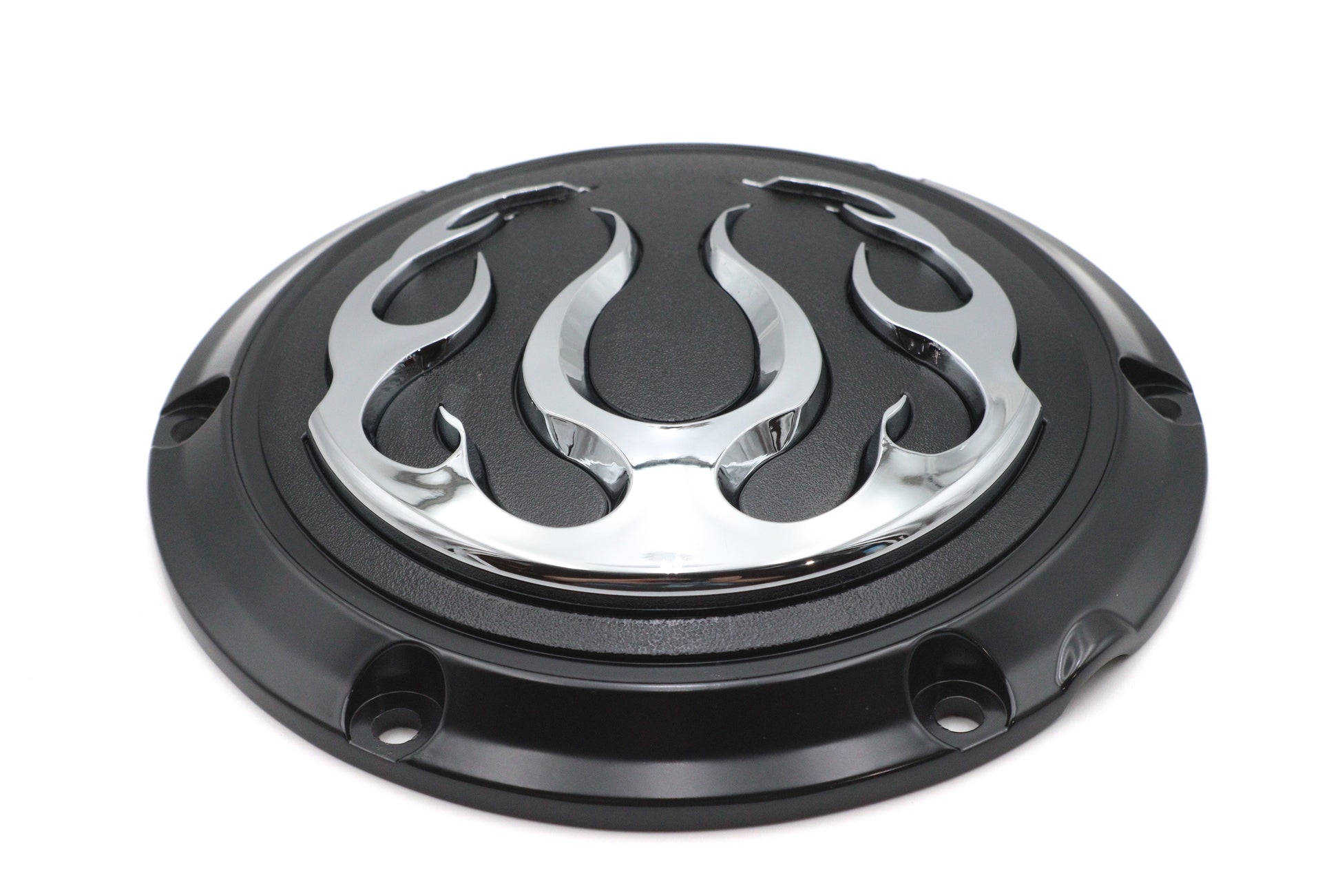 Black 6-Hole Flame Derby Cover