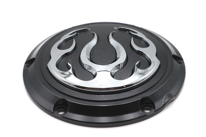 Black 6-Hole Flame Derby Cover
