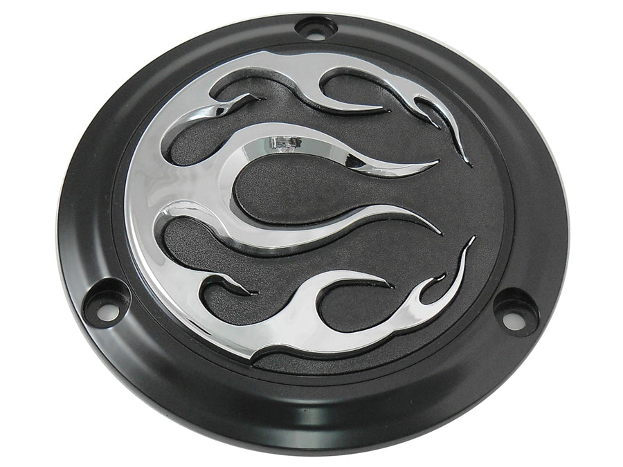 Black 3-Hole Flame Derby Cover