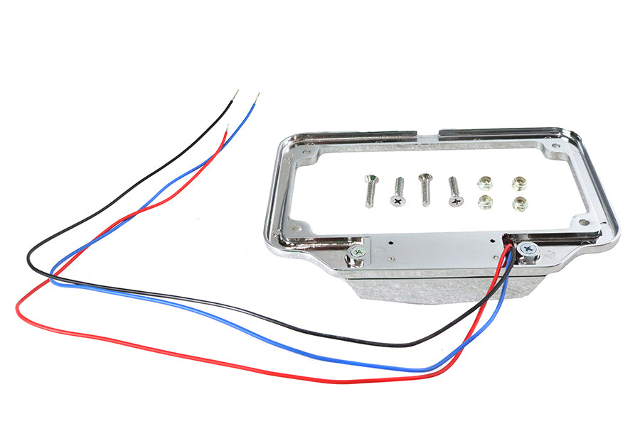 License Plate Frame Chrome Billet with LED Red Top Lamp