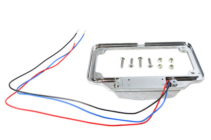 License Plate Frame Chrome Billet with LED Red Top Lamp