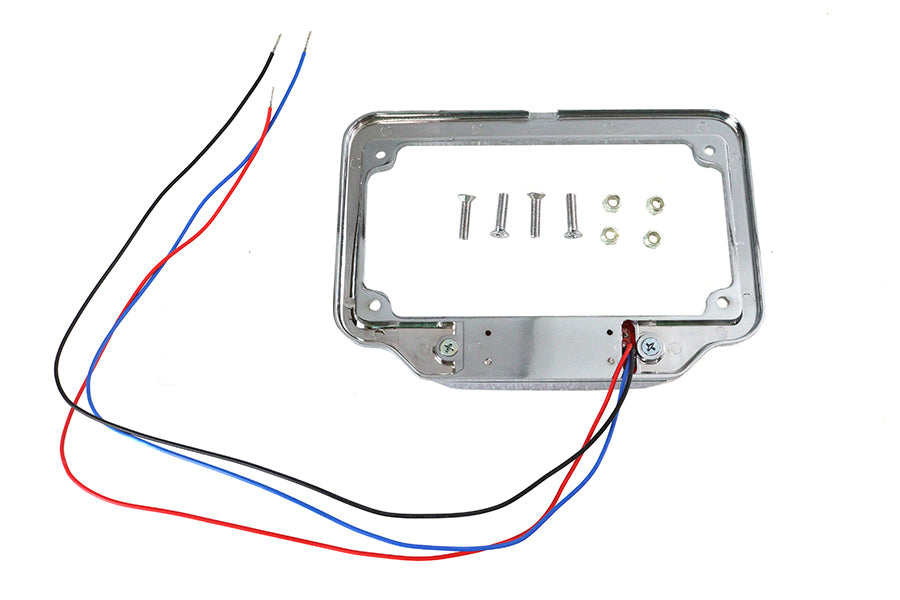 License Plate Frame Chrome Billet with LED Red Top Lamp