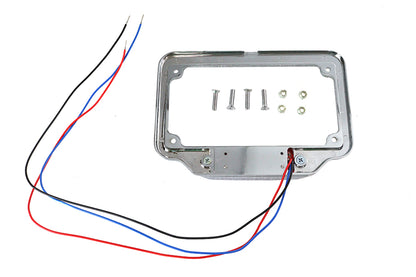 License Plate Frame Chrome Billet with LED Red Top Lamp