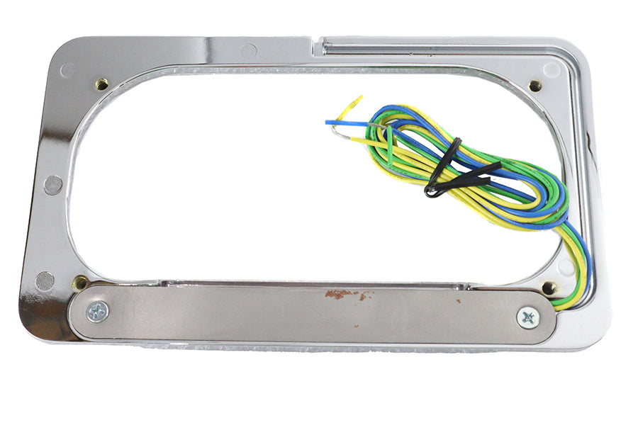 License Plate Frame Chrome Billet with LED Top Lamp