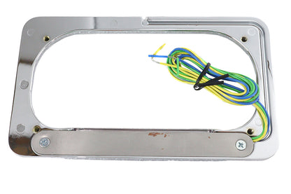 License Plate Frame Chrome Billet with LED Top Lamp