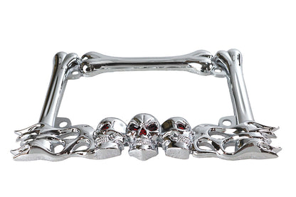 License Plate Frame Skull Style Chrome