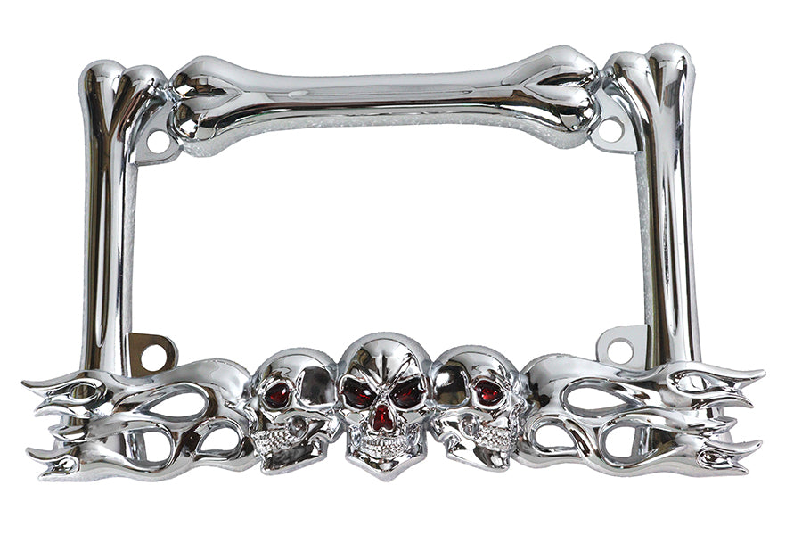 License Plate Frame Skull Style Chrome