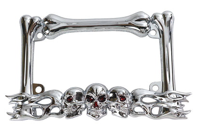 License Plate Frame Skull Style Chrome