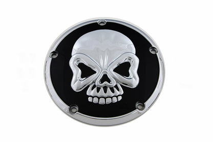 Skull Design 5 Hole Derby Cover Chrome