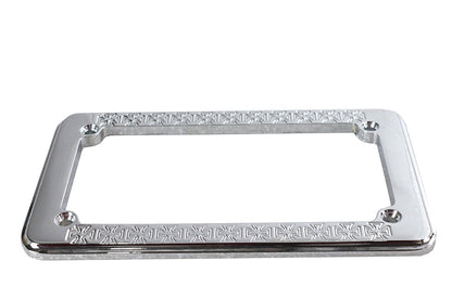 License Plate Frame Maltese Style Chrome