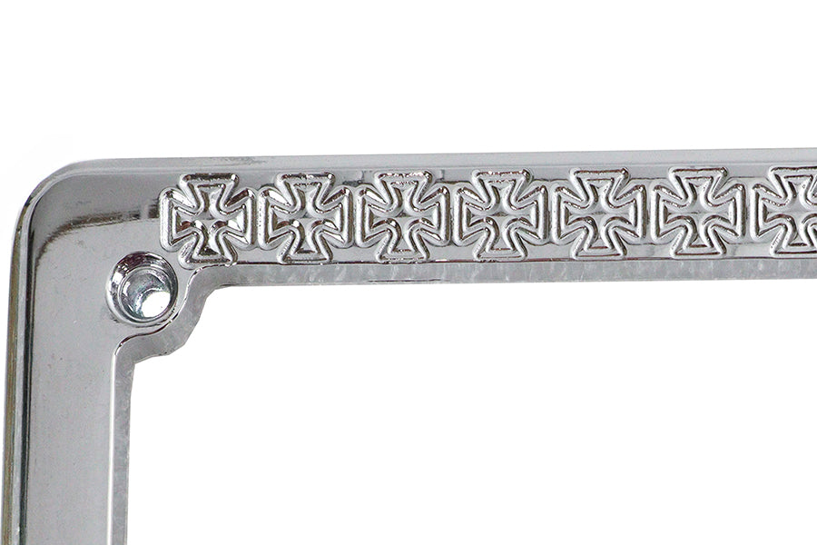 License Plate Frame Maltese Style Chrome